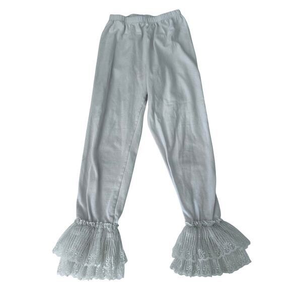 Persnickety Alexa White Lace Hem Leggings - Girls Size 8 - Picture 1 of 5